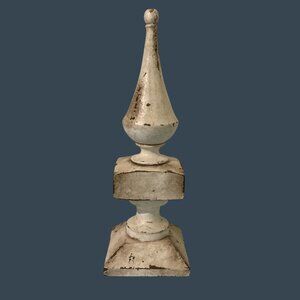 Distressed Wood Finial Decorative Accent Piece White Shabby Chic Finish